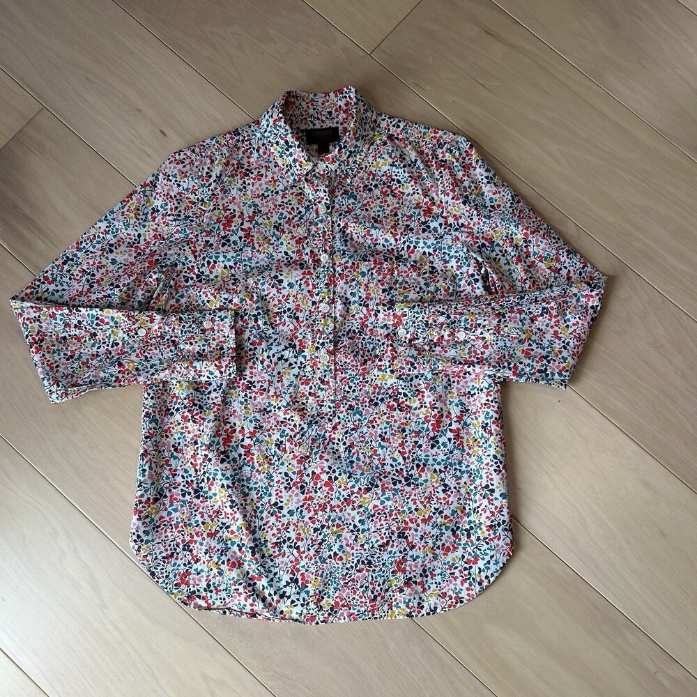 J Crew x Liberty Button Up Popover Shirt Floral Blouse Long Sleeve Women’s 6